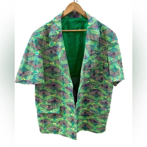 Rare Shacket Retro Oversized Size XL Men’s Bright Green Purple Button Front SL - Picture 1 of 8